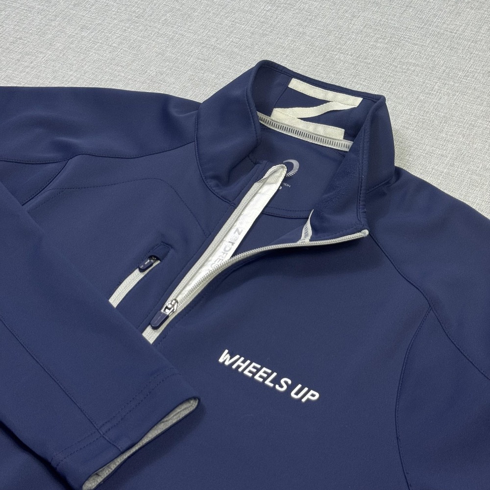 Zero Restriction Wheels Up 1/4 Zip Golf Pullover Mens Large Blue Tour Series